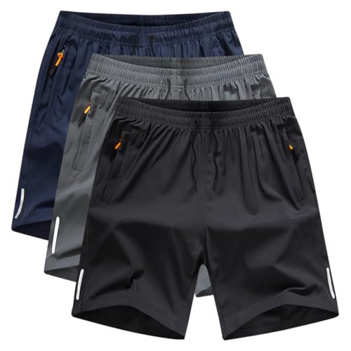 AOOPOO 3er Pack Sporthose Herren Kurz Hosen Sommer Sport Shorts mit Reißverschlusstasche Schnell Trocknend Leicht Trainingshose Laufhose Jogginghose für Gym Basketball Fitness von AOOPOO