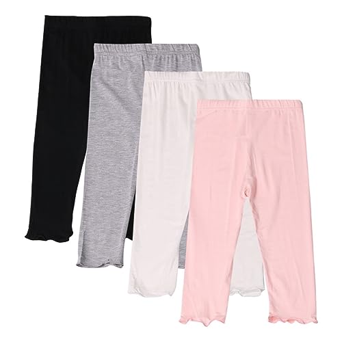 AOOPOO 4 Pack Mädchen Leggings 3/4 Länge Plain Hosen für Kinder Stretch Baumwolle Slim Atmungsaktiv Ultra Soft Schule Spielen Tanzen 2-10 Jahre von AOOPOO
