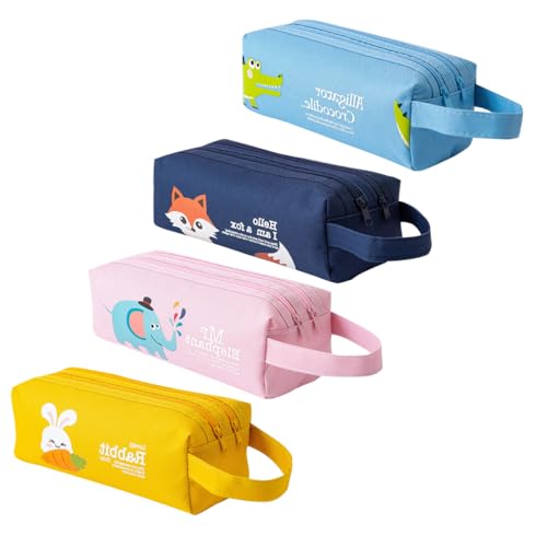 AOOPOO 4 Stück Federmäppchen Mäppchen mit 2 Fächer Federtasche große Kapazität Federmappe Mädchen Jungen Kinder Cartoon Schlamppermäppchen Pencil Case mit Tragegriff für Schule Büro von AOOPOO