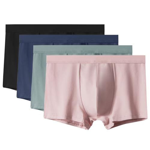 AOOPOO 4er-Pack Herren Boxershorts aus Baumwolle Unterwäsche Unterhose Größe M-5XL Übergröße Senioren Herren Boxerslips Weiche Bequeme Mittelalter und Ältere Menschen Männer Boxer Shorts von AOOPOO