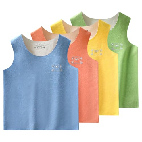 AOOPOO 4er Pack Thermo Unterhemd Kinder Winter Warme Thermounterwäsche Jungen Mädchen Micro Fleece Tanktop Thermoshirt Unterziehshirt Ärmelloses Thermo Oberteile für Kinder 2-13 Jahre von AOOPOO