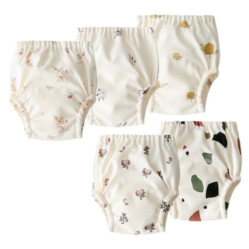 AOOPOO 5 Stück Töpfchen Trainingshose, Baumwolle Waschbare Lernhosen Lernwindel Unterwäsche Unterhosen Baby Trainingshosen Kleinkinder Windelhosen Toilettentraining Hose für Kinder 6 Monate-4 Jahre von AOOPOO