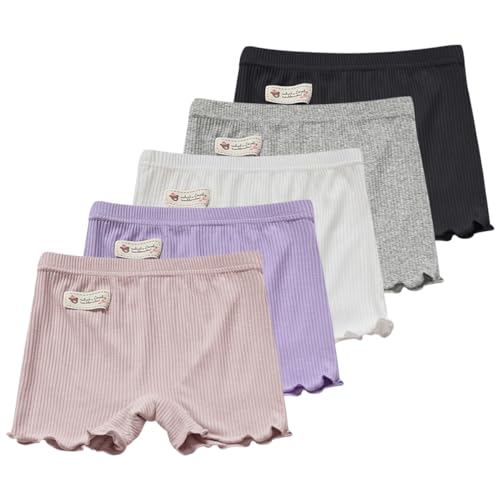 AOOPOO 5er-Pack Mädchen Shorts Unterrock Sommer Dünn Atmungsaktive Radlerhose Kurze Hose Leggings Baby Kinder Baumwolle Shorts Weiche Sicherheitskleid Höschen für Mädchen 1-7 Jahre von AOOPOO