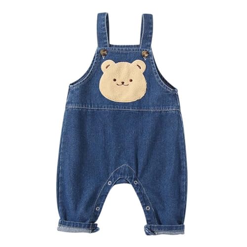 AOOPOO 6 Monate-4 Jahre Latzhose Baby Jungen Mädchen Jeanshose Latzhosen Jeans Hosen Baby Kinder Overalls Kleinkind Weiche Baumwolle Denim Latzhose für Frühling Sommer Cartoon Bär von AOOPOO