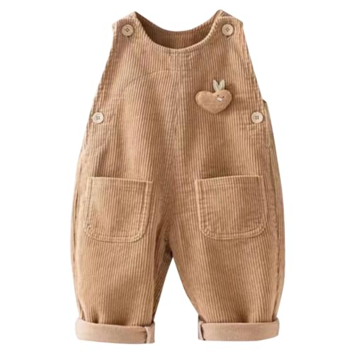 AOOPOO 6 Monate-5 Jahre Baby Kinder Jungen Mädchen Cord Latzhose Ärmellose Strampler Overall Jumpsuit Kleinkind Kordsamt Lange Hose mit Hosenträger Trägerhose mit Knöpfen Gr. 68/70/80/86/98/104/116 von AOOPOO