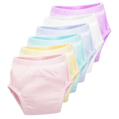 AOOPOO 6er Pack Töpfchen Trainingshose Baby Kleinkind Töpfchentraining Unterhosen Atmungsaktives Masche Baumwolle Windelhosen Toilettentraining Unterwäsche für Baby Mädchen Jungen 0-3 Jahre von AOOPOO