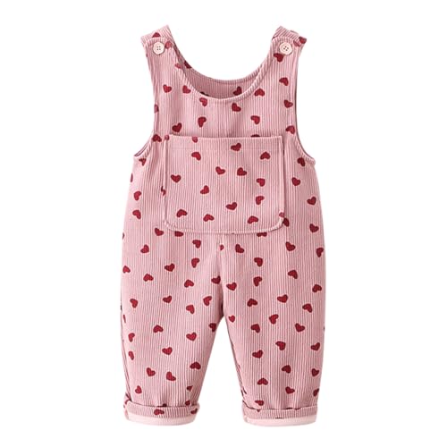 AOOPOO Baby Cord-Latzhose Kleinkind Hose mit Süße Roten Herzmuster Mädchen Latzhose Gr. 80/86/92/98/104 Kordsamt Neugeborenen Ärmellose Strampler Overall Kord Hose mit Hosenträger 6 Monate-4 Jahre von AOOPOO
