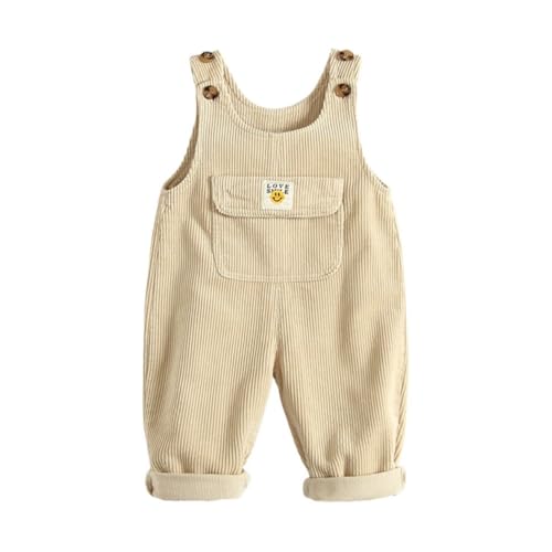 AOOPOO Baby Jungen Mädchen Cord Latzhose Ärmellose Strampler Overall Jumpsuit Größe 80/86/92/98/104 Kleinkind Lange Hose mit Hosenträger Trägerhose Mit Tasche für 1-5 Jahres alt von AOOPOO