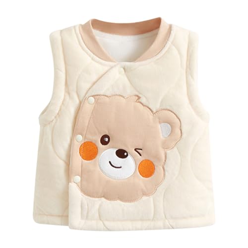 AOOPOO Baby Jungen Mädchen Steppweste Ärmellose Dicke Weste Strickjacke Kleinkind Gepolsterte Weste mit Druckknopf und Cartoon Muster für Herbst Winter Warme Kinder Ärmellose Jacke Outdoorweste von AOOPOO