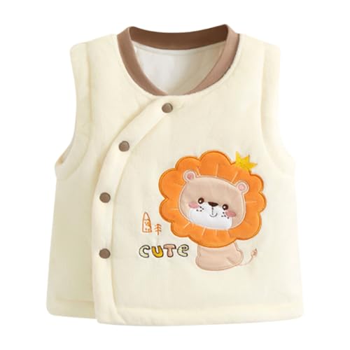 AOOPOO Baby Jungen Mädchen Steppweste Ärmellose Dicke Weste Strickjacke Kleinkind Gepolsterte Weste mit Druckknopf und Cartoon Muster für Herbst Winter Warme Kinder Ärmellose Jacke Outdoorweste von AOOPOO