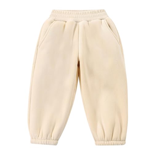 AOOPOO Baby Kinder Fleece Gefütterte Jogginghose Jungen Mädchen Dicke Warme Sweathose Jogger Hosen mit Elastisch Taille Kleinkind Thermohose Lange Sporthose für Herbst Winter Baby Kinder 1-10 Jahre von AOOPOO