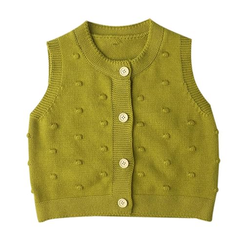 AOOPOO Baby Mädchen Jungen Ärmellose Weste Strickjacke Kinder Weich Baumwolle Ärmellose Gestrickte Pullunder Strickweste mit Knopfleiste Frühling Herbst für Baby Kleinkind Kinder 6 Monate-7 Jahre von AOOPOO