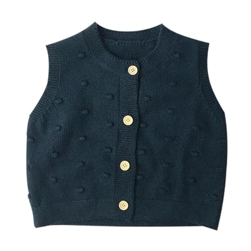 AOOPOO Baby Mädchen Jungen Ärmellose Weste Strickjacke Kinder Weich Baumwolle Ärmellose Gestrickte Pullunder Strickweste mit Knopfleiste Frühling Herbst für Baby Kleinkind Kinder 6 Monate-7 Jahre von AOOPOO