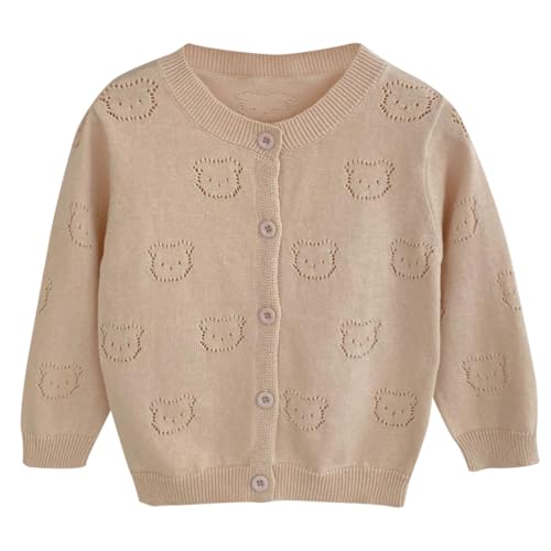 AOOPOO Baby Mädchen Strickjacke Gr. 60/62/70/80/86/98 Neugeborene Weich 100% Baumwolle Pullover Cardigan mit Knöpfen Kleinkind Mädchen Langarm Gestrickte Jacke Mantel für Frühling Herbst 0-3 Jahre von AOOPOO
