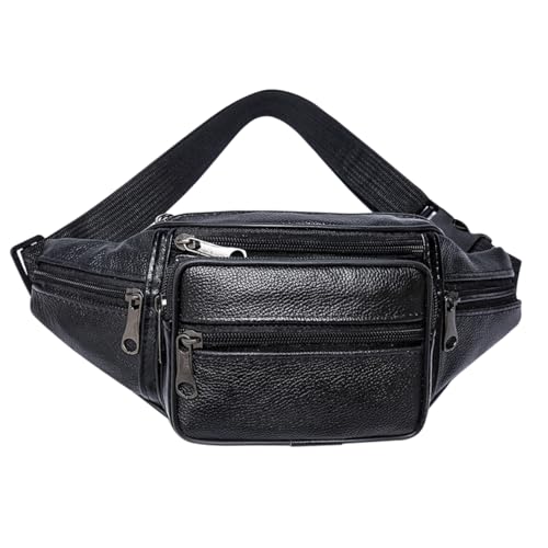 AOOPOO Bauchtasche Echt-Leder Vintage Gürteltasche für Herren und Damen Mode Hüfttaschen Große Fächer und Verstellbarer Gurt Leder Umhängetasche Brusttasche Crossbody Bag für Männer und Frauen von AOOPOO