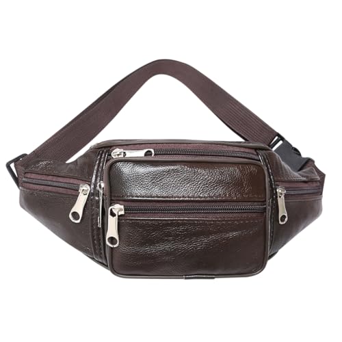 AOOPOO Bauchtasche Echt-Leder Vintage Gürteltasche für Herren und Damen Mode Hüfttaschen Große Fächer und Verstellbarer Gurt Leder Umhängetasche Brusttasche Crossbody Bag für Männer und Frauen von AOOPOO
