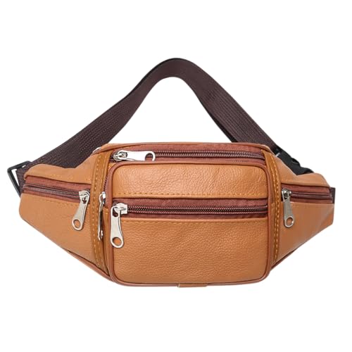 AOOPOO Bauchtasche Echt-Leder Vintage Gürteltasche für Herren und Damen Mode Hüfttaschen Große Fächer und Verstellbarer Gurt Leder Umhängetasche Brusttasche Crossbody Bag für Männer und Frauen von AOOPOO