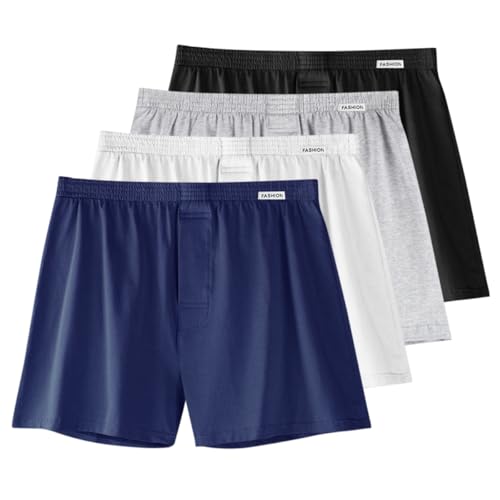 AOOPOO Herren Boxershorts Unterhosen Männer Baumwolle Unterwäsche Gewebte Shorts 3er Pack Lockere Weich Atmungsaktiv Unifarben Herren Boxershort Größen S-XXL von AOOPOO