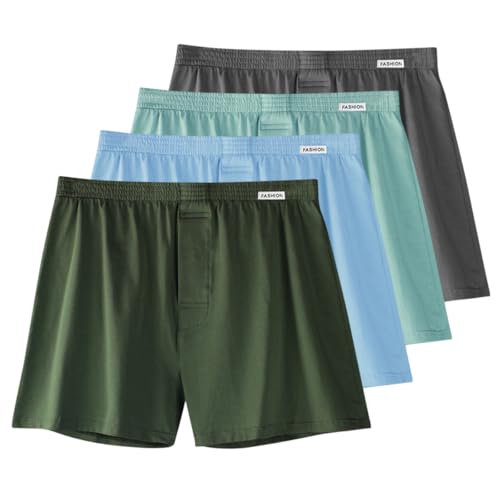AOOPOO Herren Boxershorts Unterhosen Männer Baumwolle Unterwäsche Gewebte Shorts 3er Pack Lockere Weich Atmungsaktiv Unifarben Herren Boxershort Größen S-XXL von AOOPOO