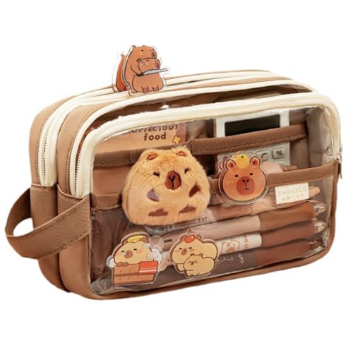 AOOPOO Kawaii Federmäppchen, Niedliche Mäppchen Ästhetisch für Mädchen, Große Kapazität Federtasche mit 5 Fächer, Tragbare Transparente Stiftebeutel, Schulbedarf für Teenager Mädchen Student von AOOPOO