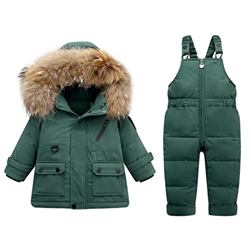 AOOPOO Kinder Schneeanzüge Set 2 Stück Winter Schneeanzüge Daunen Kapuze Kinder Daunenjacke Schneehose, Jungen Mädchen Trendiger Leichter Skianzug für Kinder 1-4 Jahre von AOOPOO