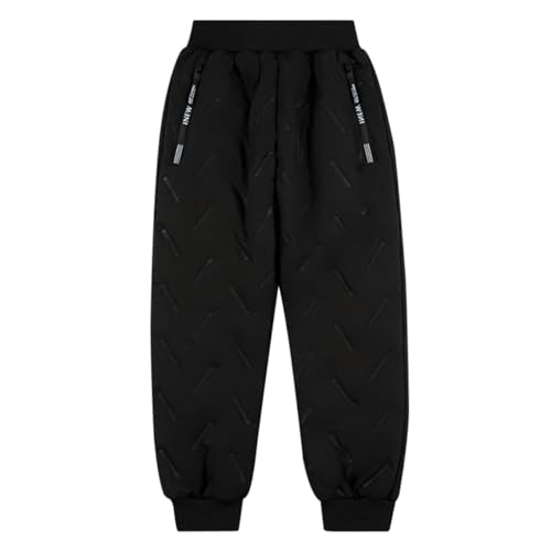 AOOPOO Kinder Winter Warme Hose Jungen Fleece Gefütterte Jogginghose Dicke Warm Schneehose Daunenhose mit Elastische Taille Kinder Winddicht Thermo Sporthose Outdoorhose für Jungen 3-12 Jahre von AOOPOO
