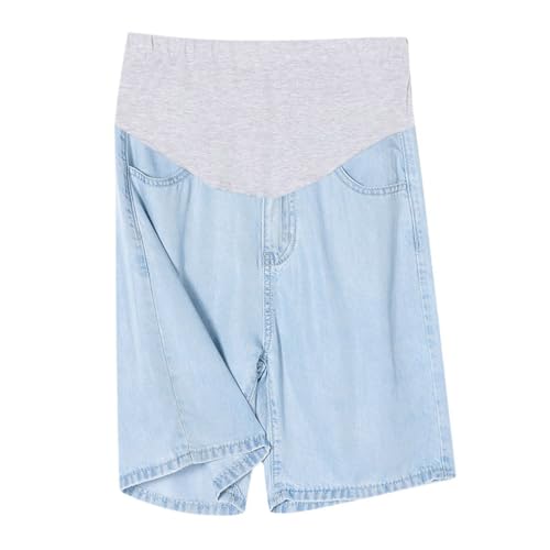 AOOPOO Mutterschaft Jeans Shorts für Schwangere Frauen Umstands Jeansshorts Damen Schwangerschaft Umstandsmode Denim Jeans Shorts Kurze Umstandsshorts mit Bauchband für Sommer XS-L von AOOPOO