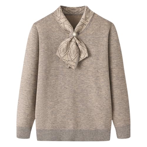 AOOPOO Pullover Senioren Damen Winter Warm Fleece Gefütterte Strickpullover Langärmeliger Halber Rollkragenpullover Verdickte Thermo Lässiges Pulli Oberteil für Frauen Mittleren und Älteren Alters von AOOPOO