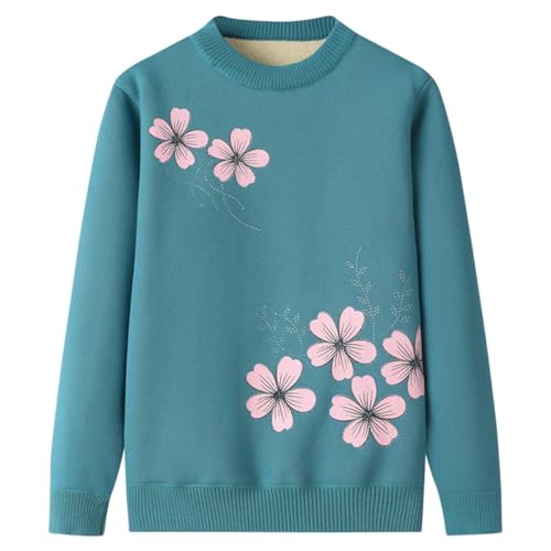 AOOPOO Pullover für Frauen Mittleren und Älteren Alter Damen Herbst Winter Warme Strickpullover Oma Mantel Jacke Kleidung Verdickter Plüschfutter Mutter Pullover Alte Dame Lässiges Oberteil von AOOPOO