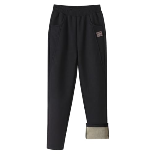 AOOPOO Thermohose Senioren Damen Winter Gefütterte Warm Fleecehose Hohe Taille Gerades Bein Hosen Verdickte Thermo Freizeithose Lockere Hose mit Taschen für Frauen Mittleren und Älteren Alters, S-XXL von AOOPOO