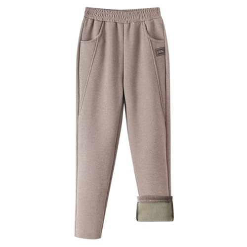 AOOPOO Thermohose Senioren Damen Winter Gefütterte Warm Fleecehose Hohe Taille Gerades Bein Hosen Verdickte Thermo Freizeithose Lockere Hose mit Taschen für Frauen Mittleren und Älteren Alters, S-XXL von AOOPOO