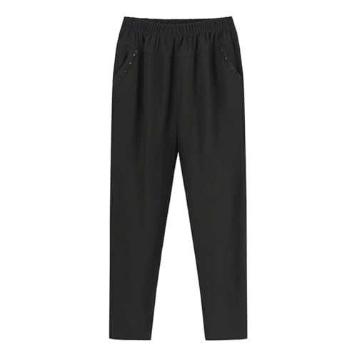 AOOPOO Thermohose Senioren Damen Winter Warm Fleecehose Elastische Taille Gerades Bein Hosen Verdickte Thermo Freizeithose Gefütterte Jogginghose mit Taschen für Frauen Mittleren und Älteren Alters von AOOPOO