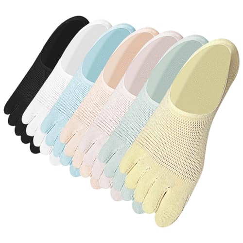 AOOPOO Zehensocken Damen Fünf Finger No-Show Socken aus Baumwolle, Damen Unsichtbare Low Cut Sneaker Socken mit Zehen für Sport Laufende Freizeit, Weich Atmungsaktiv Kurze Socken, EU 34-39, 7 Paare von AOOPOO