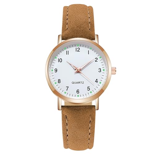 AOOSU Damenuhr Leder, Damen Analog Quarz Uhr mit Leder Armband, Uhren Damen Einfache Business Klassische Armbanduhr Lässig Quarzuhr Kleideruhr Nachtlicht von AOOSU