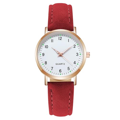 AOOSU Damenuhr Leder, Damen Analog Quarz Uhr mit Leder Armband, Uhren Damen Einfache Business Klassische Armbanduhr Lässig Quarzuhr Kleideruhr Nachtlicht von AOOSU