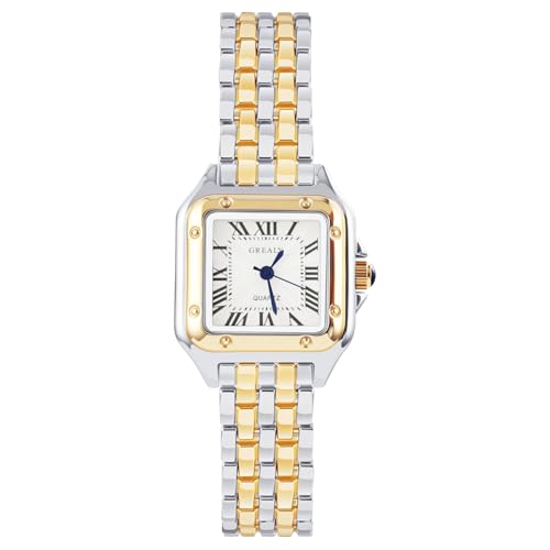 AOOSU Damenuhr Rechteckige, Damen Analog Quarz Uhr mit Metallarmband, Kleine Uhren Damen Einfache Business Klassische Armbanduhr Lässig Quarzuhr Kleideruhr Elegant von AOOSU