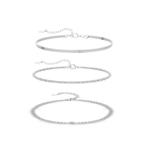 AOOTUERL Armband Damen mehrlagige armbänder Silver Armband Set Verstellbare Stapelbare Kettenarmband für Damen Mädchen set Geburtstagsgeschenke von AOOTUERL