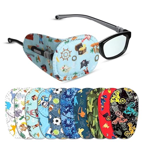 AOOTUERL Augenpflaster Kinder, 10 Stück Medizinisch Augenklappen für Brillen, Amblyopie Augenklappen Kinder, Wiederverwendbare Atmungsaktiv Niedliche Lustiger Augenverband von AOOTUERL