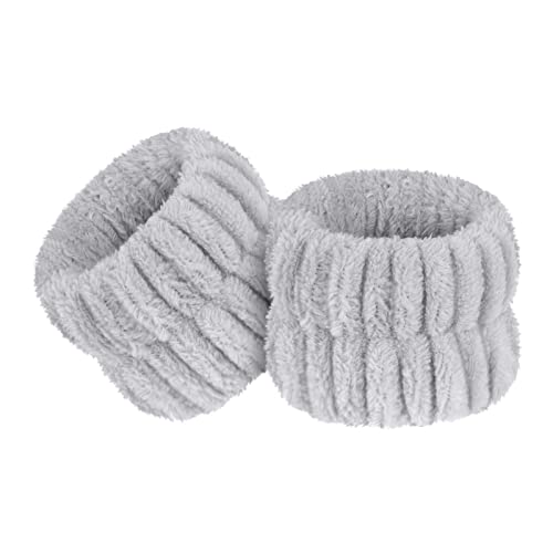 AOOWU Handgelenk Waschband, Elastisches Mikrofaser Gesicht Wasch Kosmetik Haarband, Spa Armbänder Zum Saugfähiges Schweissband für Frauen Mädchen, Makeup Handgelenk Gesichtshautpflege(grau) von AOOWU