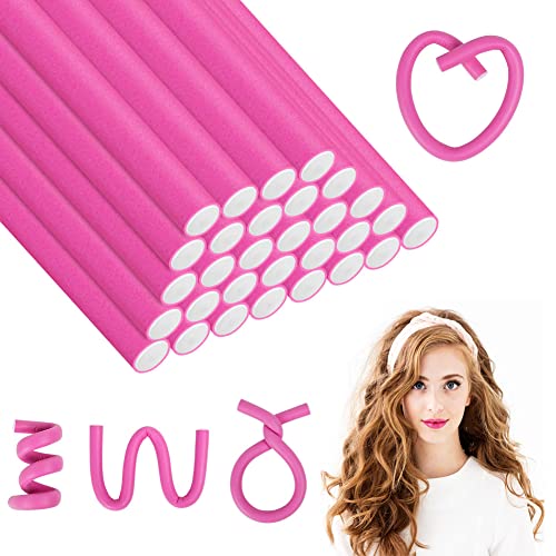 AOOWU Papilotten Lockenwickler, 30 Stück DIY Design Flexible Locken Ohne Hitze, Twist Schaum Heatless Curls für Damen Mädchen Lang und Kurz Haar, Lockenwickler über Nacht für Große und Kleine Locken von AOOWU