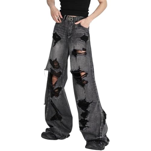 AOPEZIA Herren Hip Hop Baggy Zerrissene Jeans Vintage Ripped Denim Jeanshose Hip Hop Straßentanz Hosen Teenager Jungen Skateboard Hose Streetwear(S) von AOPEZIA