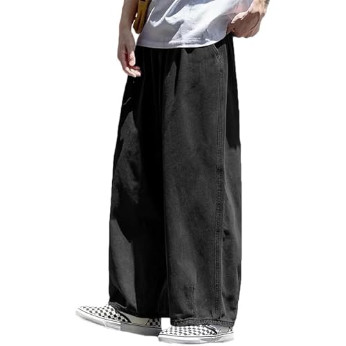 AOPEZIA Y2K Baggy Jeans Herren Jeanshose Vintage Straight Leg Denim Hosen Teenager Streetwear Hip Hop Loose Skateboard Jeans Gerade Jeanshose Harajuku Denim Pants(Dark gray,L) von AOPEZIA