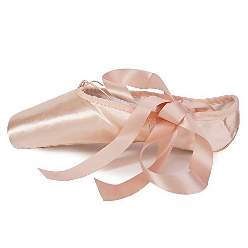 AOQUNFS Ballettschuhe Professionell Tanzschuhe mit Spitzenschoner und genähtes Band für Damen/Mädchen,TJ-GJT,Rosa,EU 34 von AOQUNFS