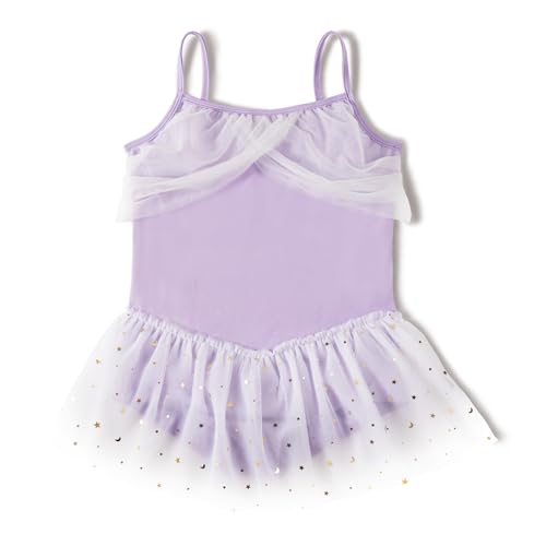 AOQUNFS Kinder Ballettkleidung Tutu Mädchen Ballettanzug Camisole Ballett Tanz Balletttrikot Leotards mit Rock Tütü, BT02-Lila, 4-5Jahre von AOQUNFS