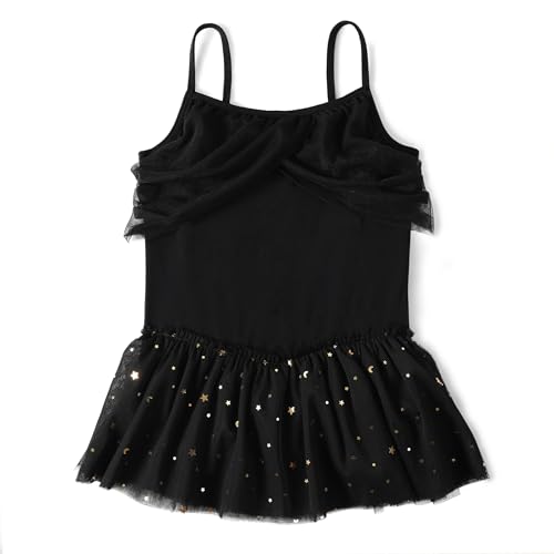 AOQUNFS Kinder Ballettkleidung Tutu Mädchen Ballettanzug Camisole Ballett Tanz Balletttrikot Leotards mit Rock Tütü, BT02-Schwarz, 4-5Jahre von AOQUNFS