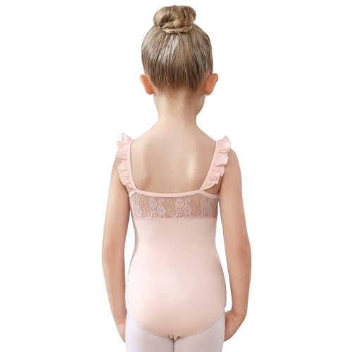 AOQUNFS Mädchen Ballettanzug Ärmellos Kinder Ballett Trikot Tanz Gymnastik Ballettkleidung Turnanzug, BT05-Rosa, 4-5Jahre von AOQUNFS