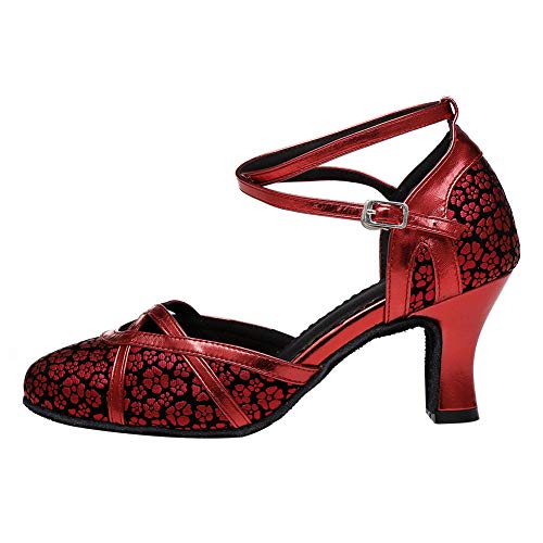 AOQUNFS Tanzschuhe Damen Latein,YCL323-Rot-4.5,EU 40 von AOQUNFS