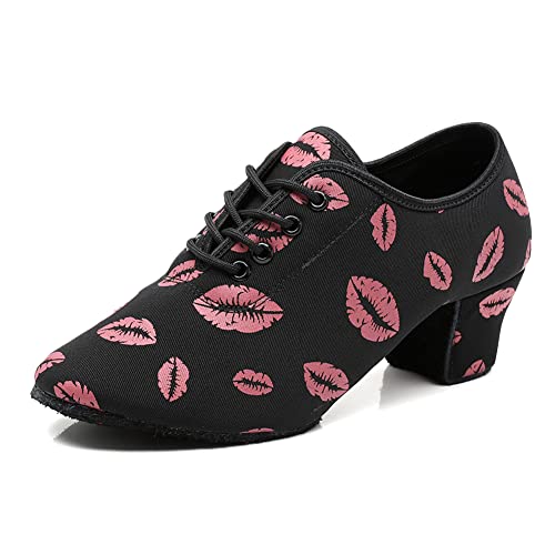 AOQUNFS Tanzschuhe Damen Latein Geschlossene Salsa Tango Bachata Jazz Practice Tanzschuhe,EM707-HC-LDMD-5cm,EU37 von AOQUNFS