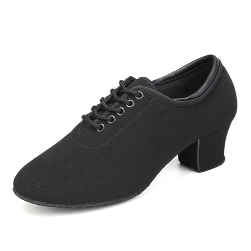 AOQUNFS Tanzschuhe Damen Latein Geschlossene Salsa Tango Bachata Jazz Practice Tanzschuhe,RY-RBNJB-Schwarz-ZBMD-5cm,EU40 von AOQUNFS
