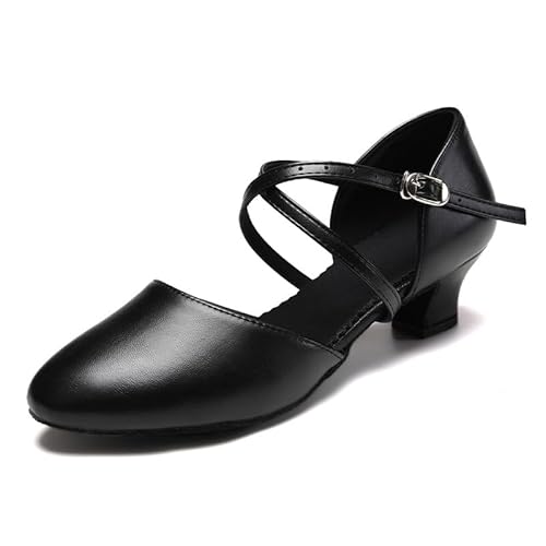 AOQUNFS Tanzschuhe Damen Latein Geschlossene Salsa Tango Bachata Walzer Ballsaal Party Performance Tanzschuhe,FT188-Schwarz-3,EU38 von AOQUNFS